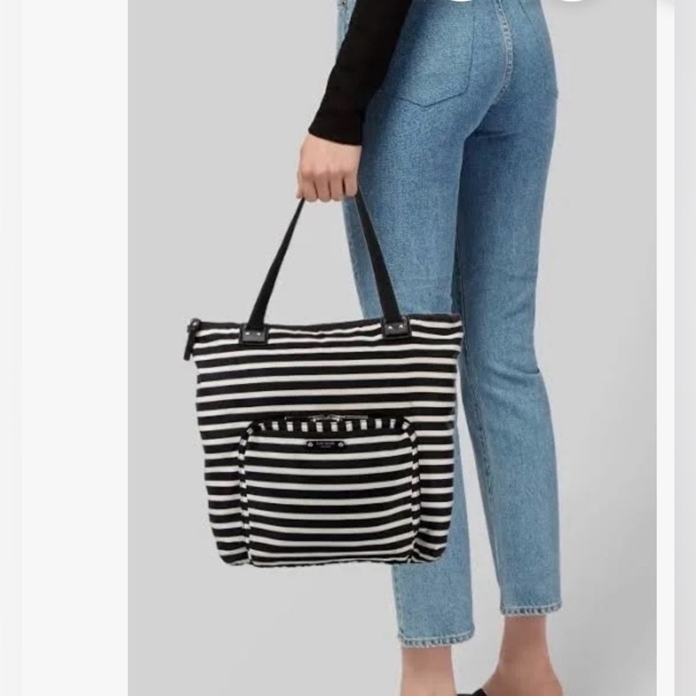 Kate Spade New York Striped Tote Bag w/ Attached “All Play And No Work” Pouch
